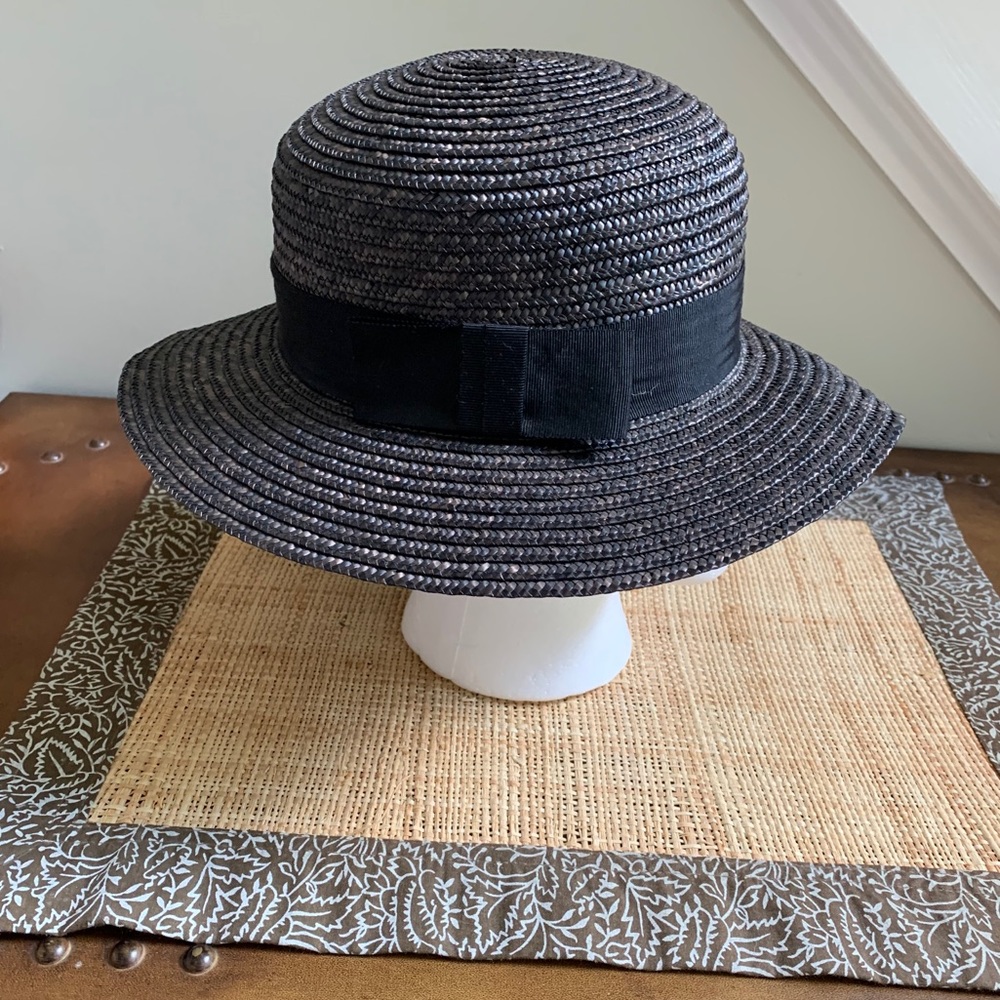 Vintage AnnTaylor women’s woven black ribboned hat - Picture 4 of 8